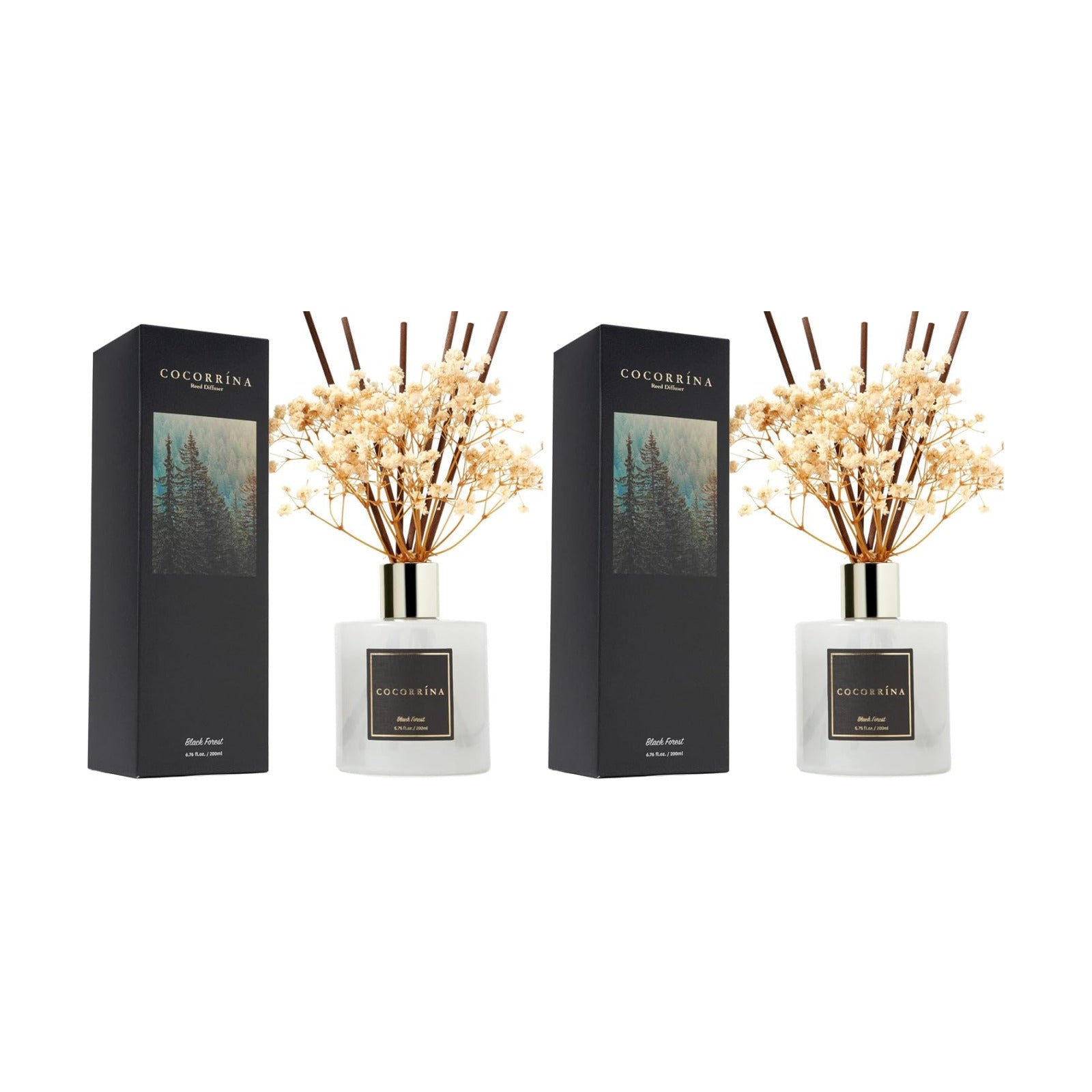 Cocorrína Reed Diffuser Sets, 6.7 fl oz. Black Forest Diffuser with Sticks Home Fragrance Reed Diffuser for Bathroom