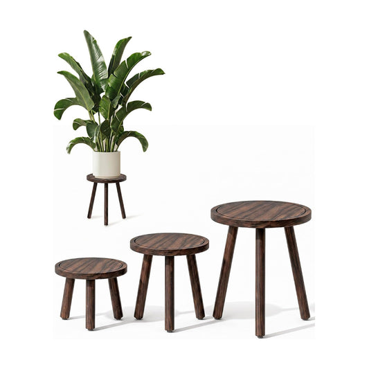 Bamworld Plant Stand Indoor 3 Pack Plant Stools for Indoor Plants Wooden Plant Stands Corner Plant Stools for Patio