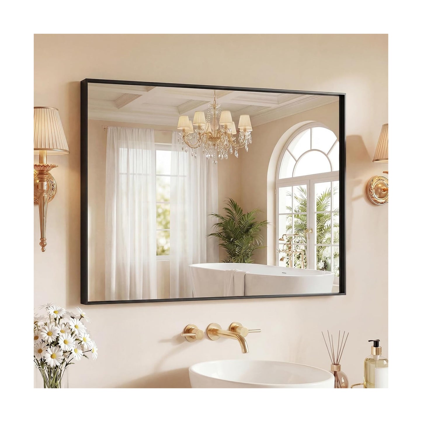 Bathroom Mirrors for Over Sink, 30" x 36" Rectangle Wall Mount Mirror with Metal Frame, Modern Vanity Mirror with