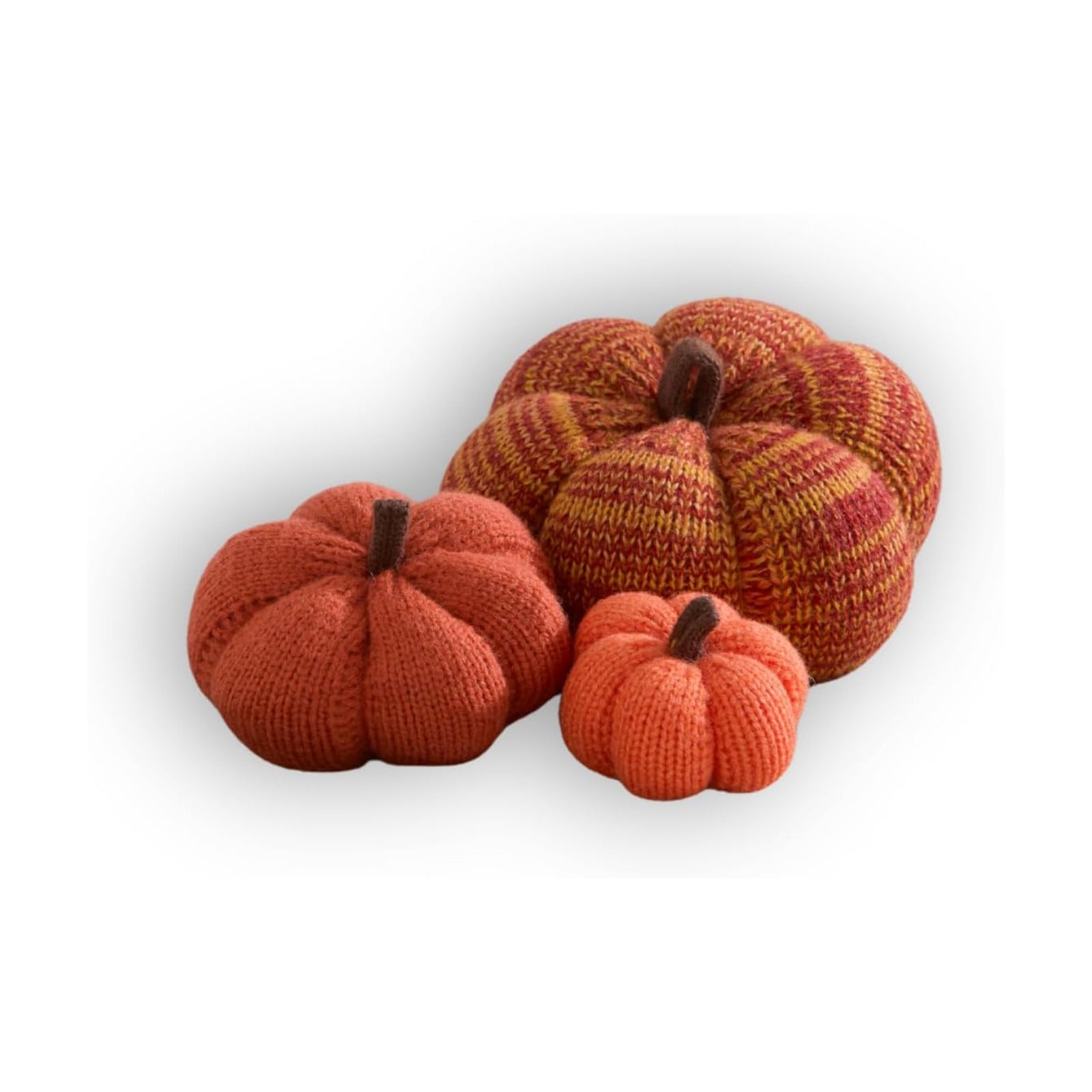 Set of 3 Multi-size Cozy Knit Pumpkins (Sunset Large Multi-size set)