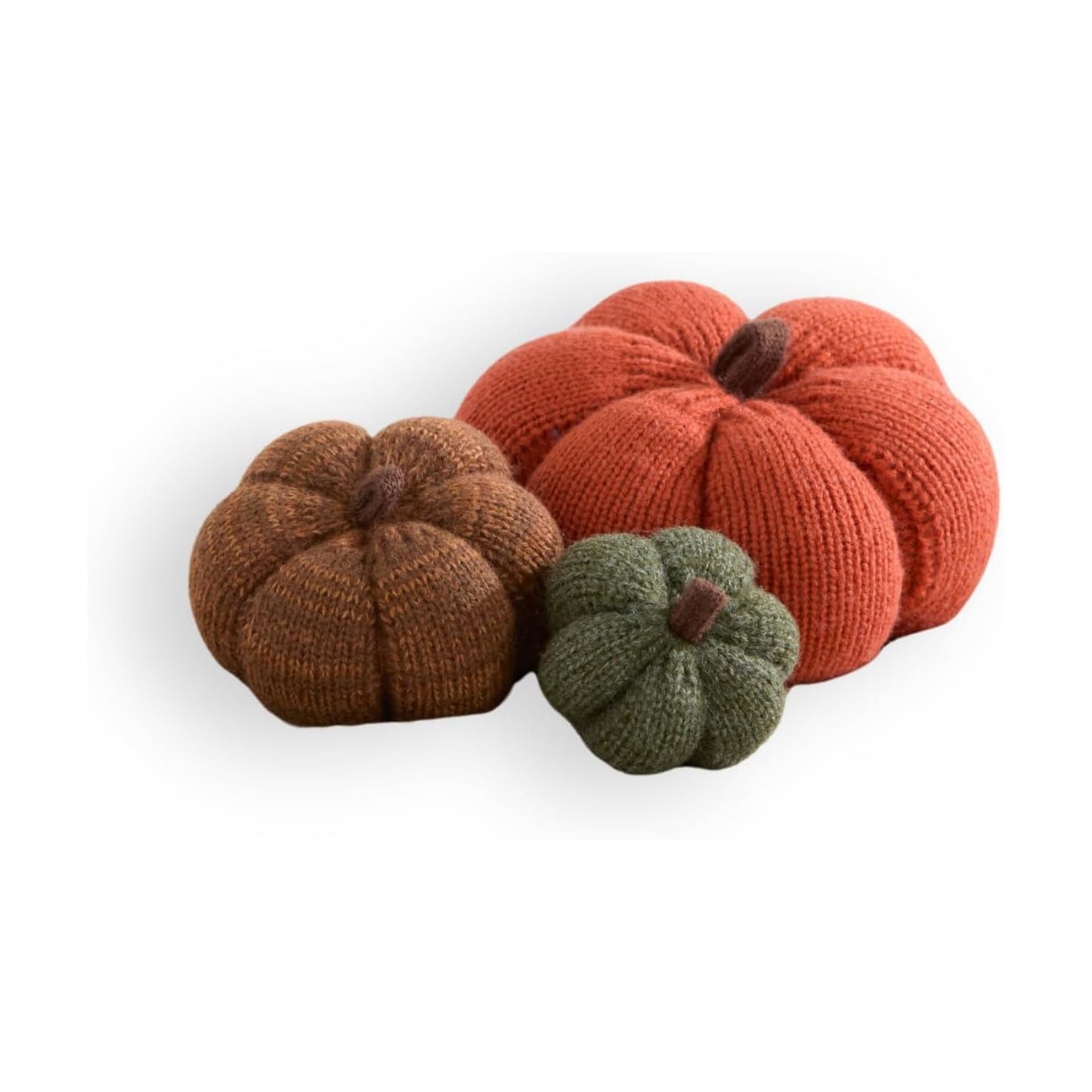 Set of 3 Multi-size Cozy Knit Pumpkins (Orange Large Multi-size set)