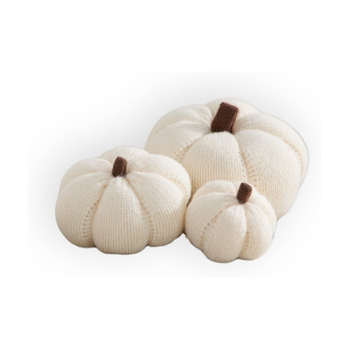 Set of 3 Multi-size Cozy Knit Pumpkins (Snowdrop Large Multi-size set)