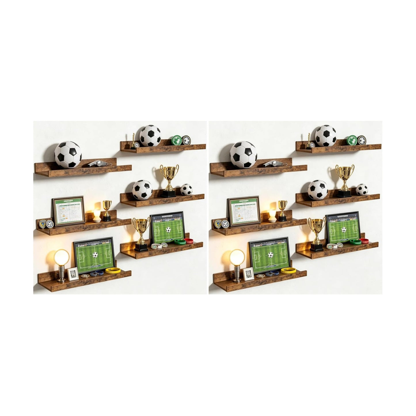 upsimples 12 Pack Wooden Floating Shelves, Wall Storage Decor Shelf for Bathroom, Bedroom, Living Room, Kitchen, Office