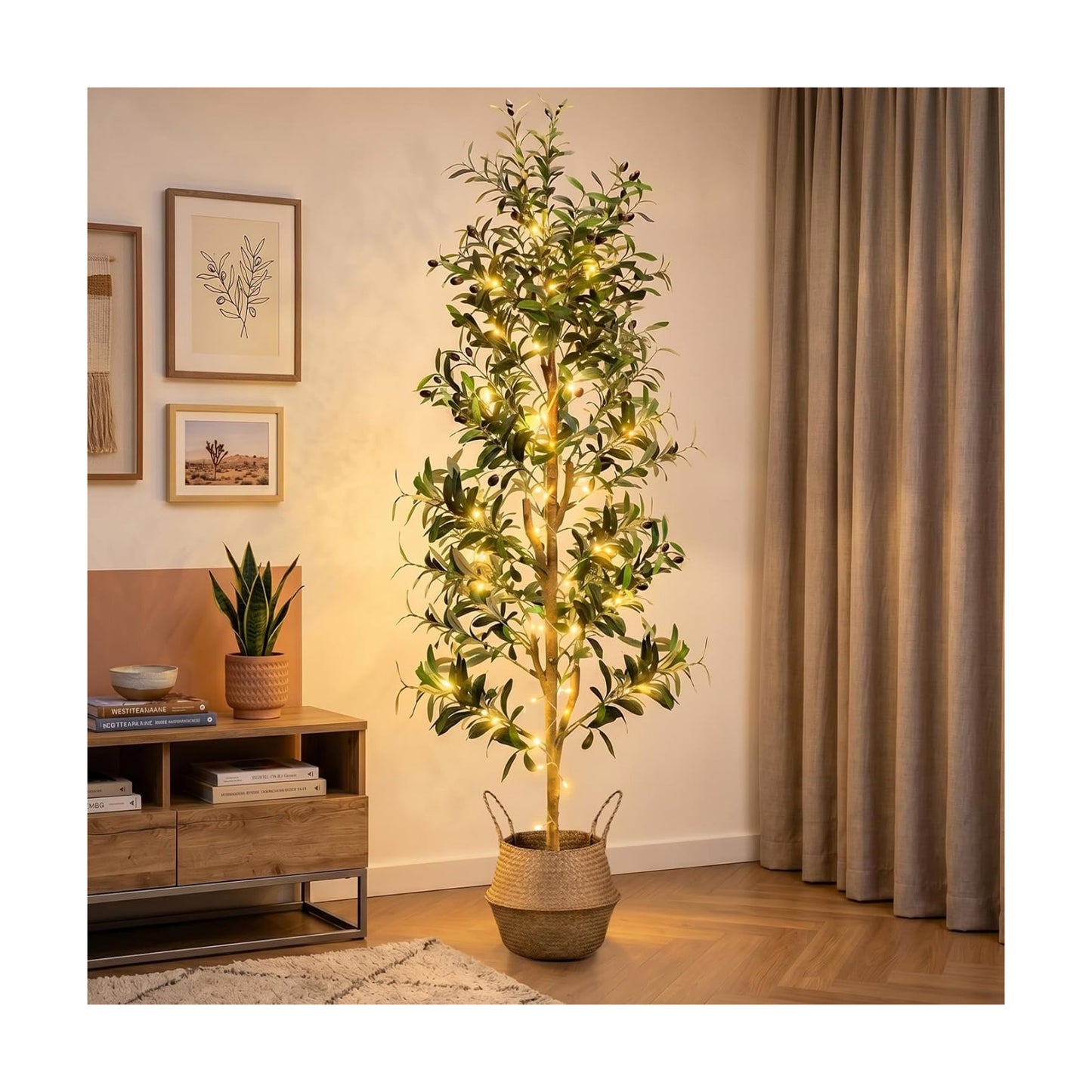 Olive Trees Artificial Indoor 7Ft Tall Faux Plants Large Fake Olivos Tree