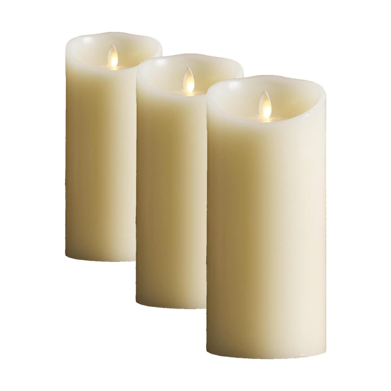 Luminara Flameless LED Battery Operated Ivory Pillar Candle, Flickering Realistic Moving Flame, 3" x 6.5" Real Wax