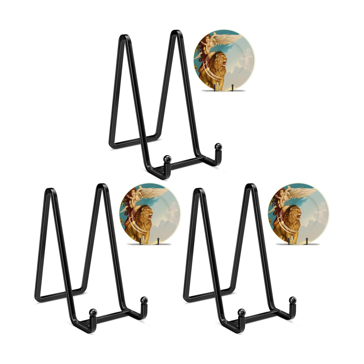 IPAME 6 Inch Metal Square Picture Frame Easel Stands for Plates, Photos, Decor (Black, 6 Pack)