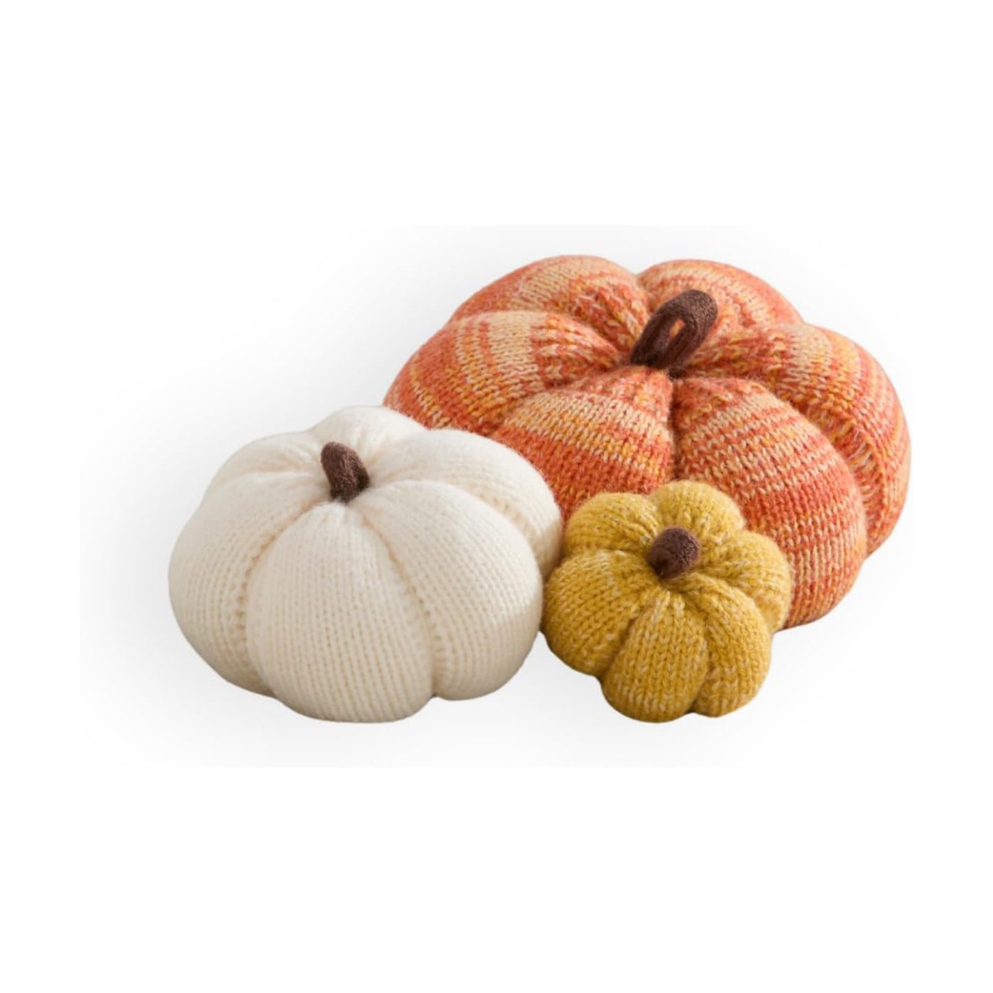 Set of 3 Multi-size Cozy Knit Pumpkins (Candy Corn Large Multi-size set)