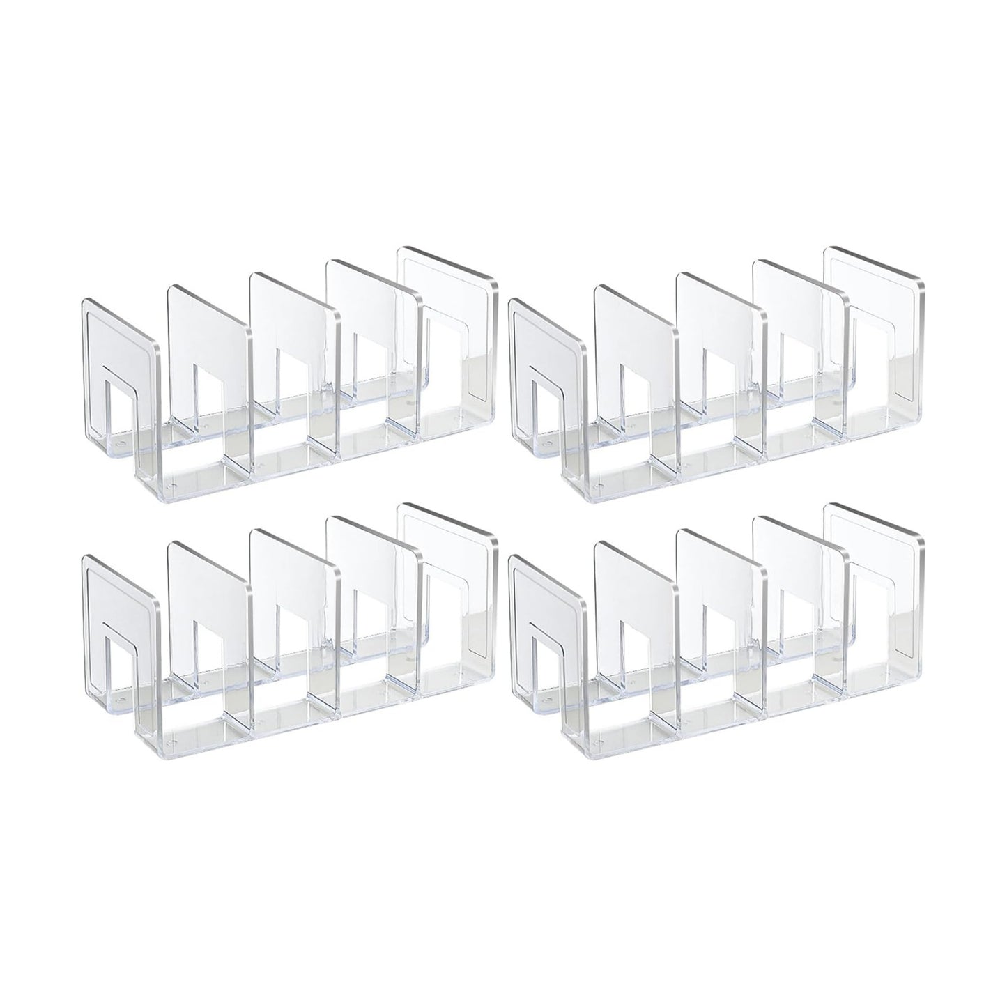 2PCS Acrylic File Organizer for Desk, Desktop Document/Mail Organizer, 4 Compartments Plastics Invisible Bookshelf