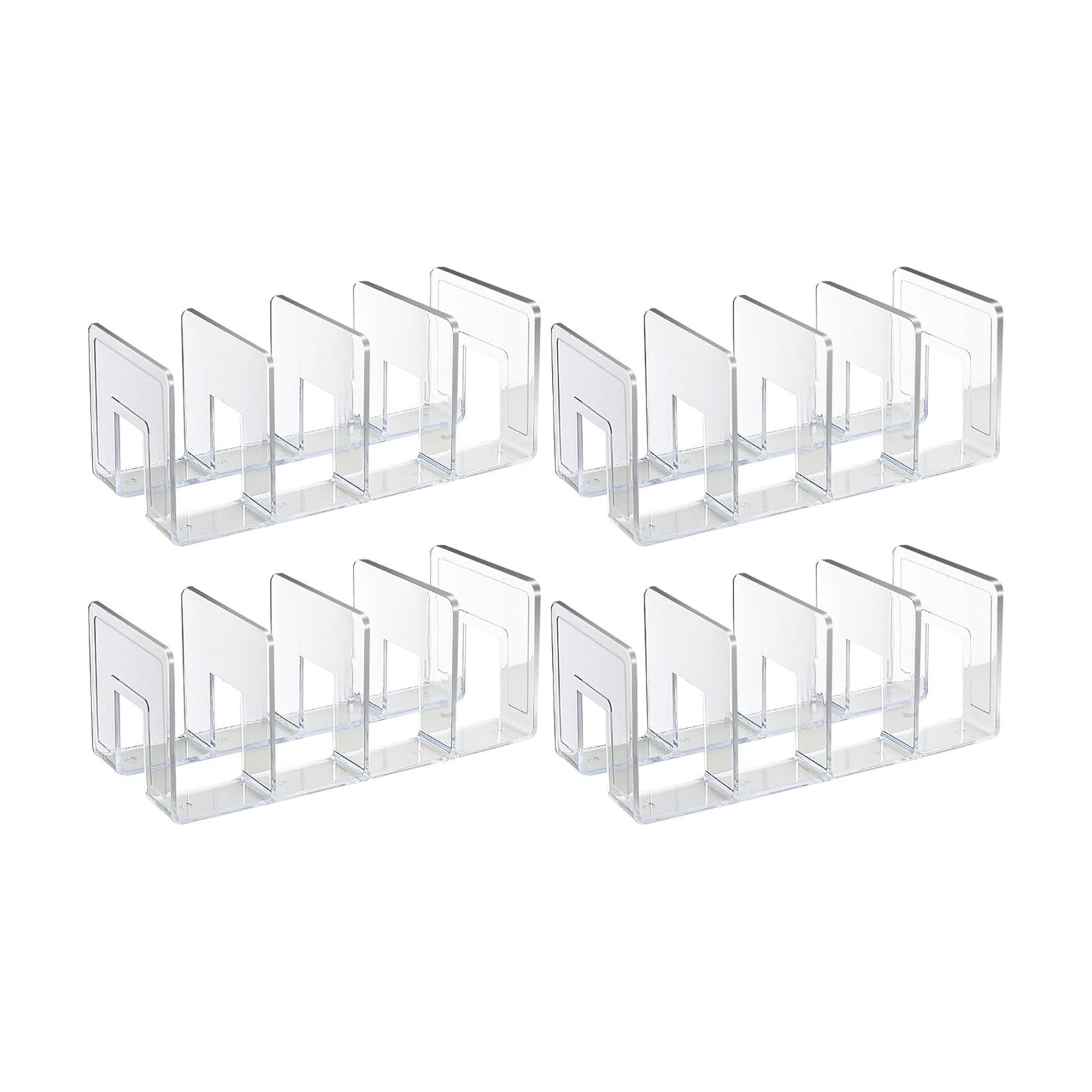 2PCS Acrylic File Organizer for Desk, Desktop Document/Mail Organizer, 4 Compartments Plastics Invisible Bookshelf