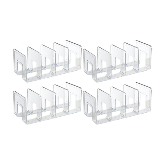2PCS Acrylic File Organizer for Desk, Desktop Document/Mail Organizer, 4 Compartments Plastics Invisible Bookshelf