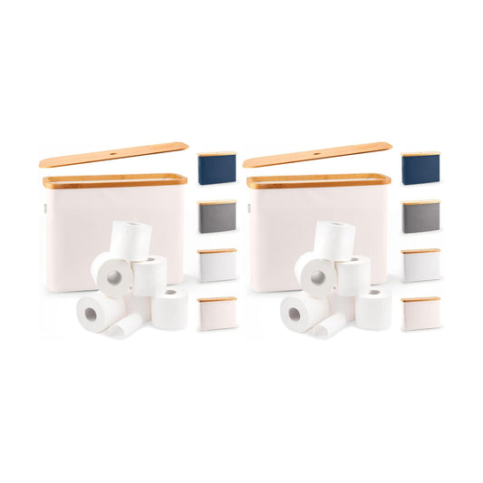 LONBET Toilet Paper Storage for 12 Rolls, Stackable & Foldable - The Ultimate Bathroom Organizer - Waterproof Basket