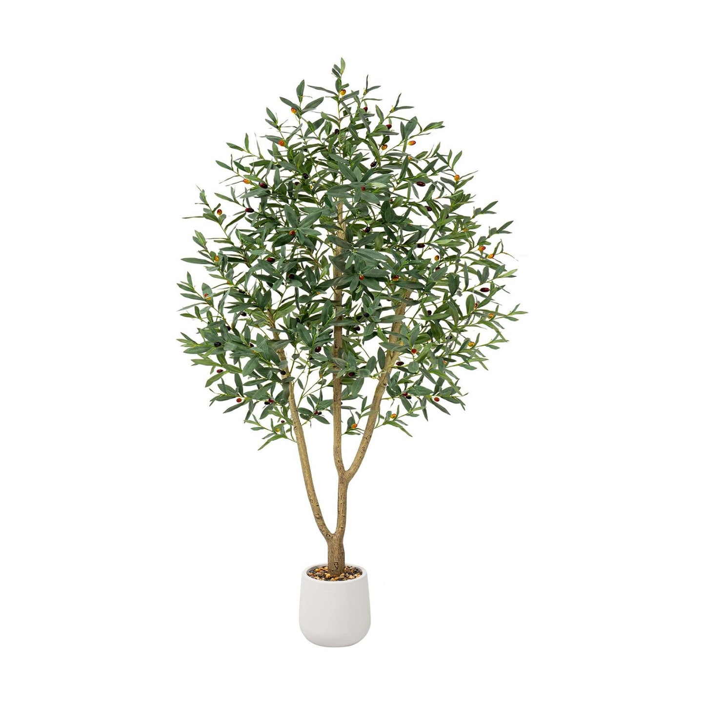 7ft Artificial Olive Tree with Tall Exquisite Planter | Realistic Faux Olive Tree with Thick Trunk and Lifelike Leaves