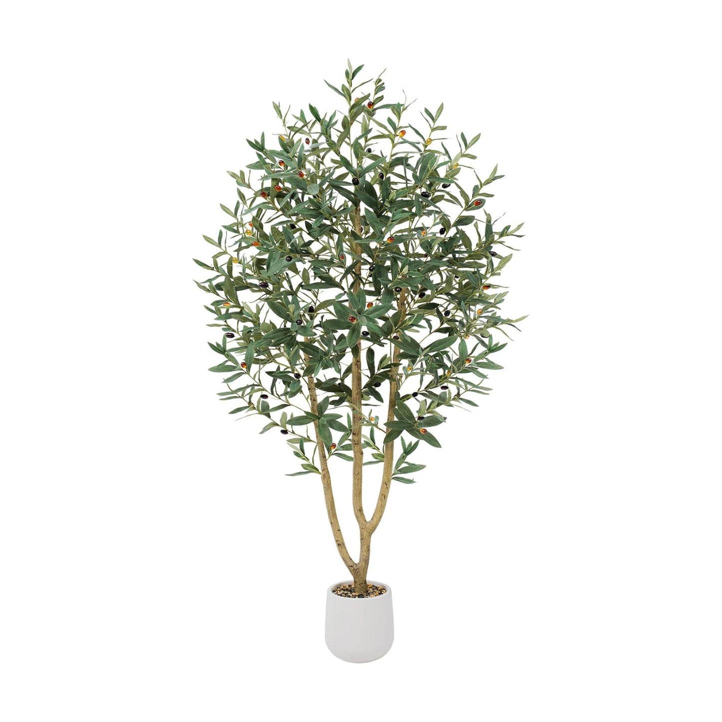 6ft Artificial Olive Tree with Tall Exquisite Planter | Realistic Faux Olive Tree with Thick Trunk and Lifelike Leaves