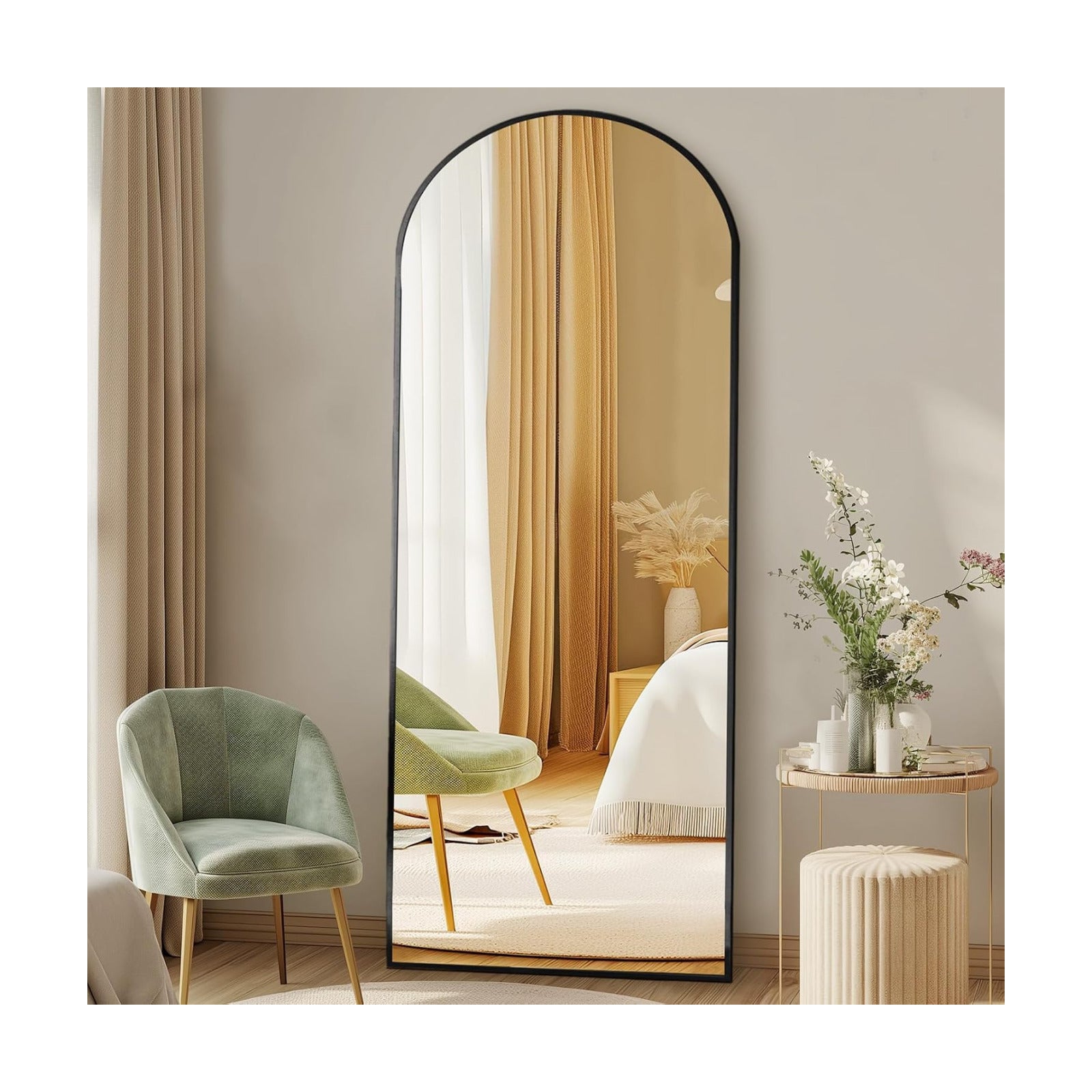 DUMOS 58"x19" Arched Full Length Mirror with Stand, Full Body Floor Mirror