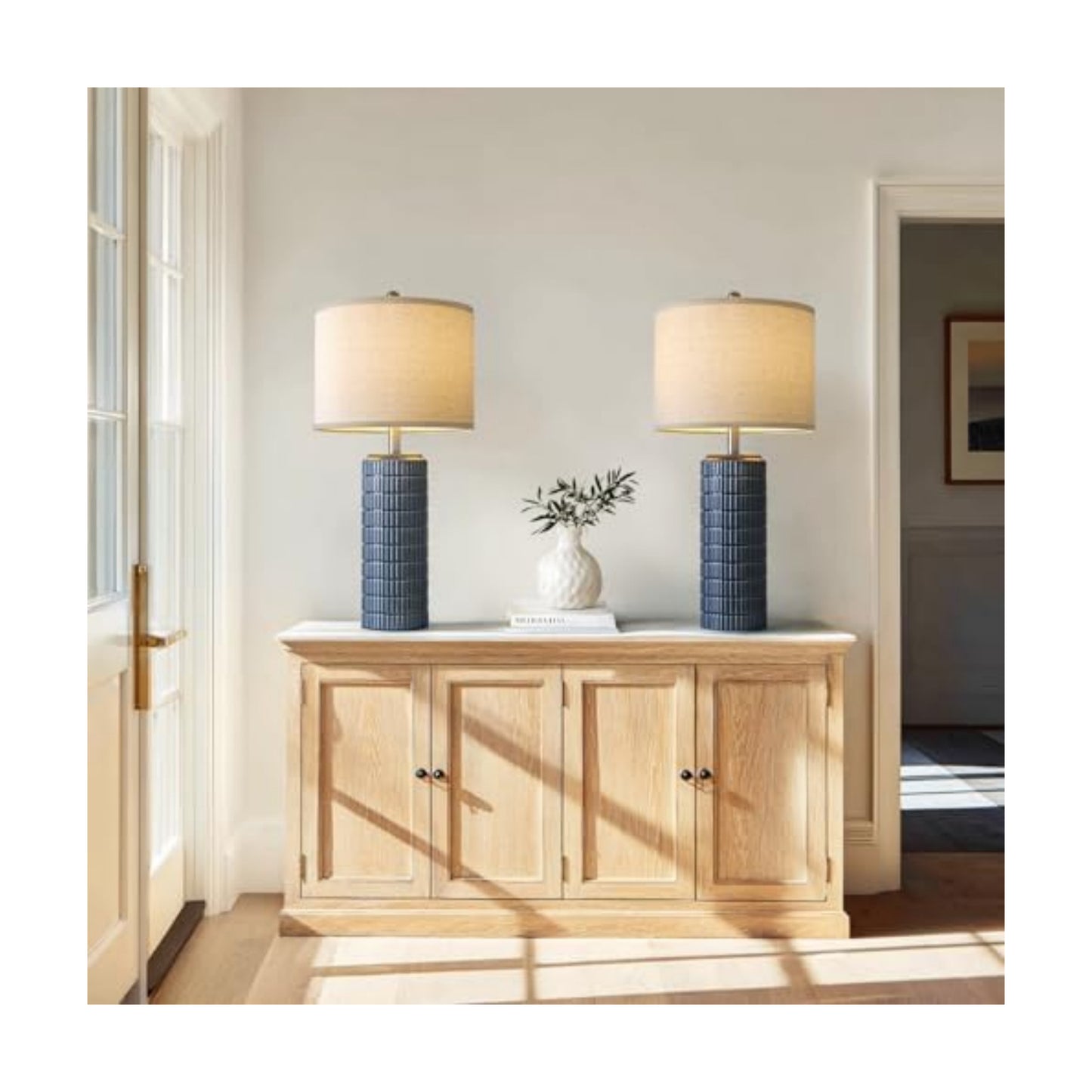 PoKat 27.5'' Tall Table Lamps for Living Room Set of 2, Ceramic Bedroom Lamps for Night Stands, Modern Bedside Lamps