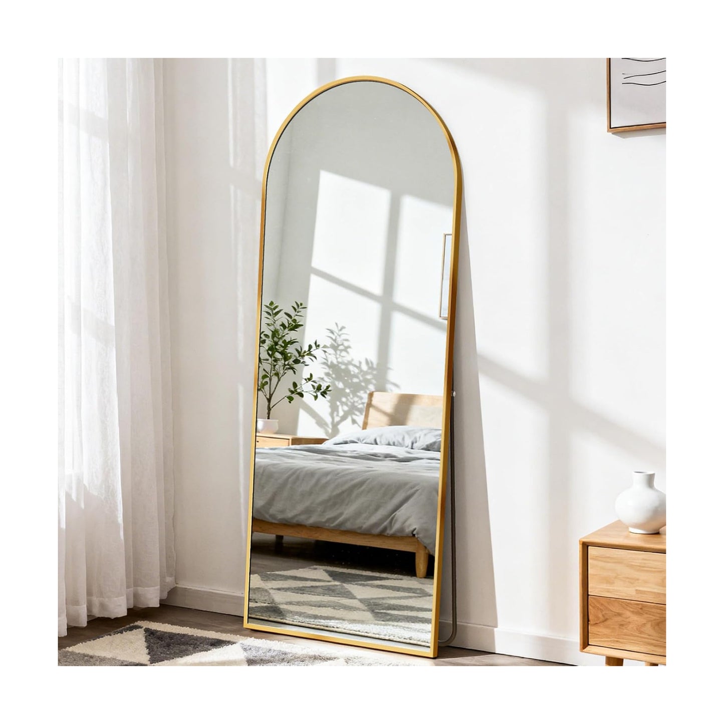 DUMOS Arched Mirror Full Length Floor, 56x15 Inch Full Body Standing Mirror