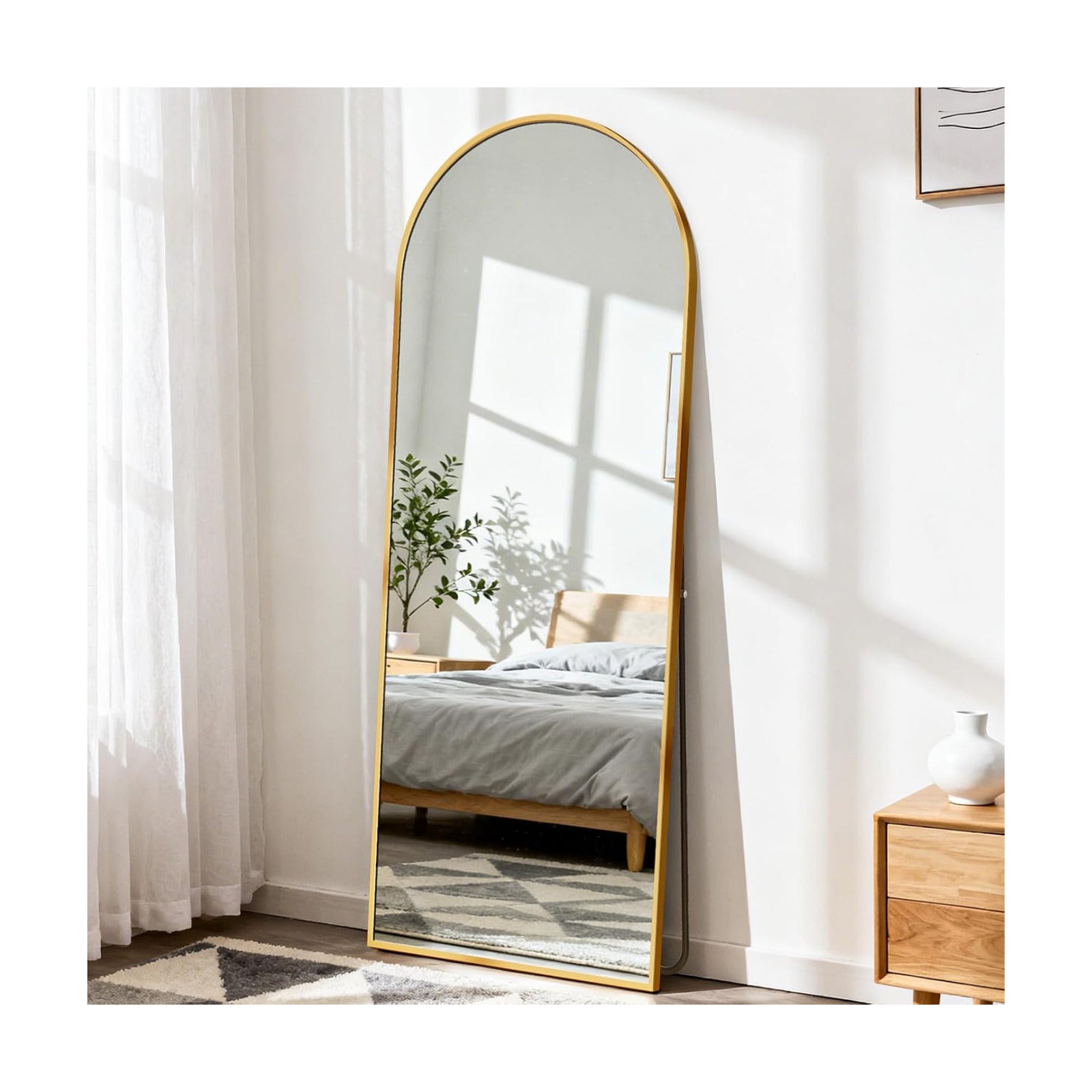 DUMOS Arched Mirror Full Length Floor, 56x15 Inch Full Body Standing Mirror