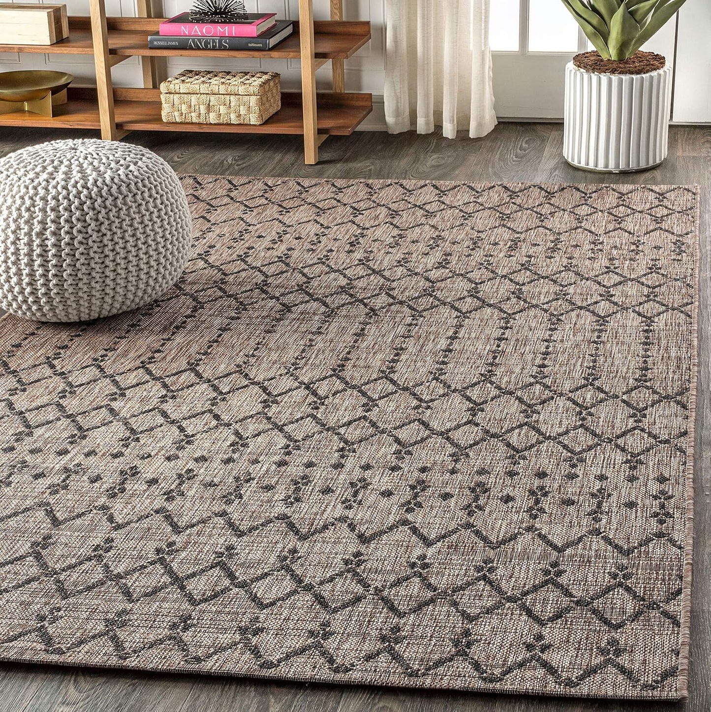 Ourika Textured Weave for Backyard / Natural/black / 9 x 10 / 7