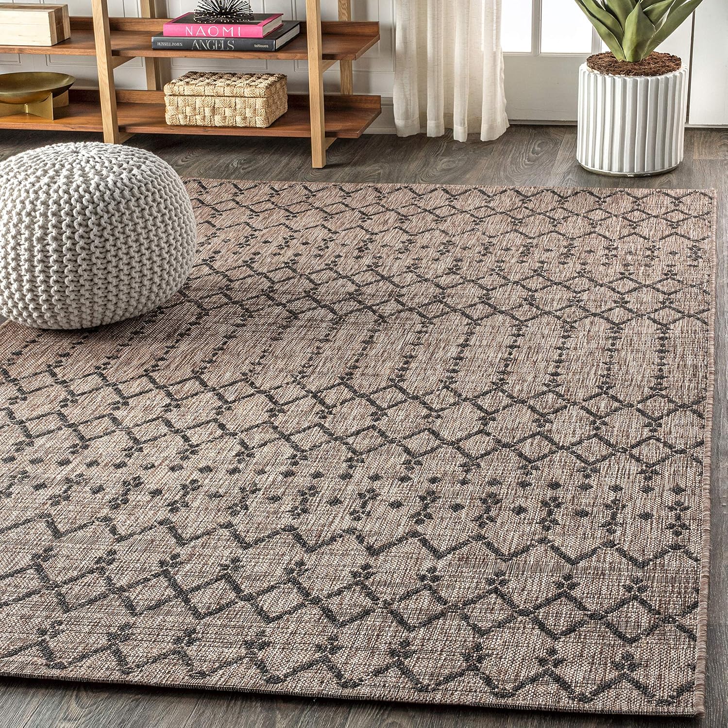 Ourika Textured Weave for Backyard / Natural/black / 9 x 10 / 7